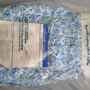 Vtg Wamsutta Dust Ruffle Bachelor Buttons Ortrel/cotton Made USA Full-twin Sz Th